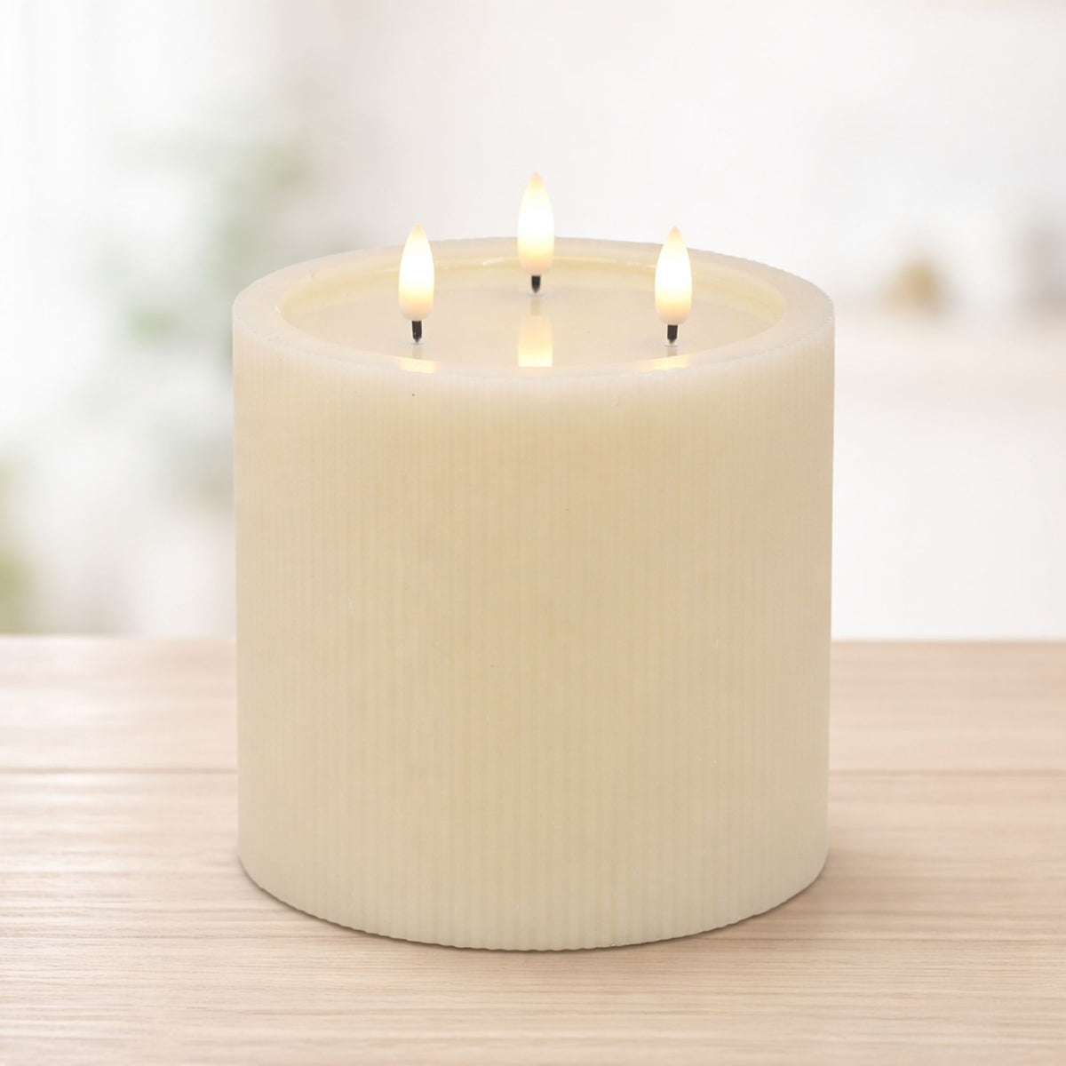 FIA Wick Candle 6"D x 6"H CREAM Wax/Plastic 3 C Batteries Not Included 4 & 8 Hr Timer