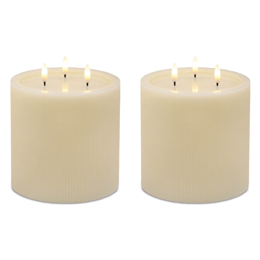 FIA Wick Candle 6"D x 6"H CREAM Wax/Plastic 3 C Batteries Not Included 4 & 8 Hr Timer -Ship Only