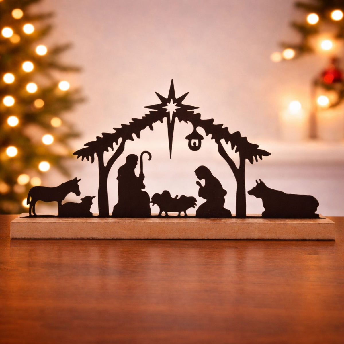 Holy Family w/Animals 29"L x 19"H Iron/MDF -Ship Only