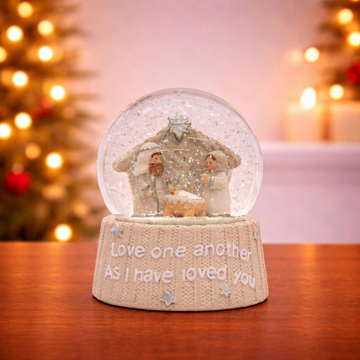 Holy Family Snow Globe 5.25”H Resin/Plastic