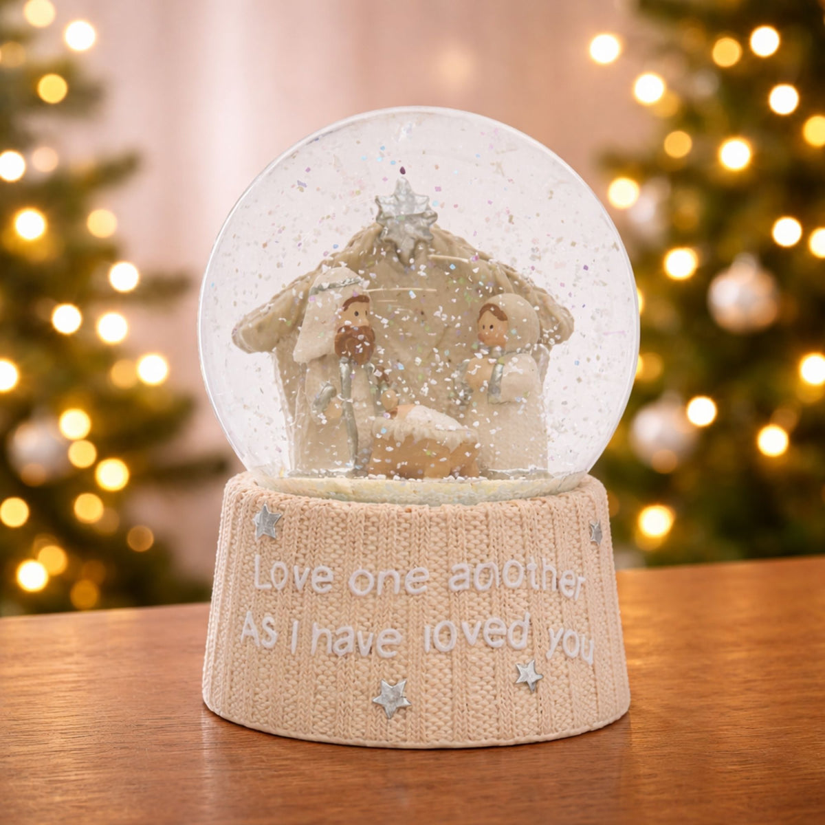 Holy Family Snow Globe 5.25”H Resin/Plastic