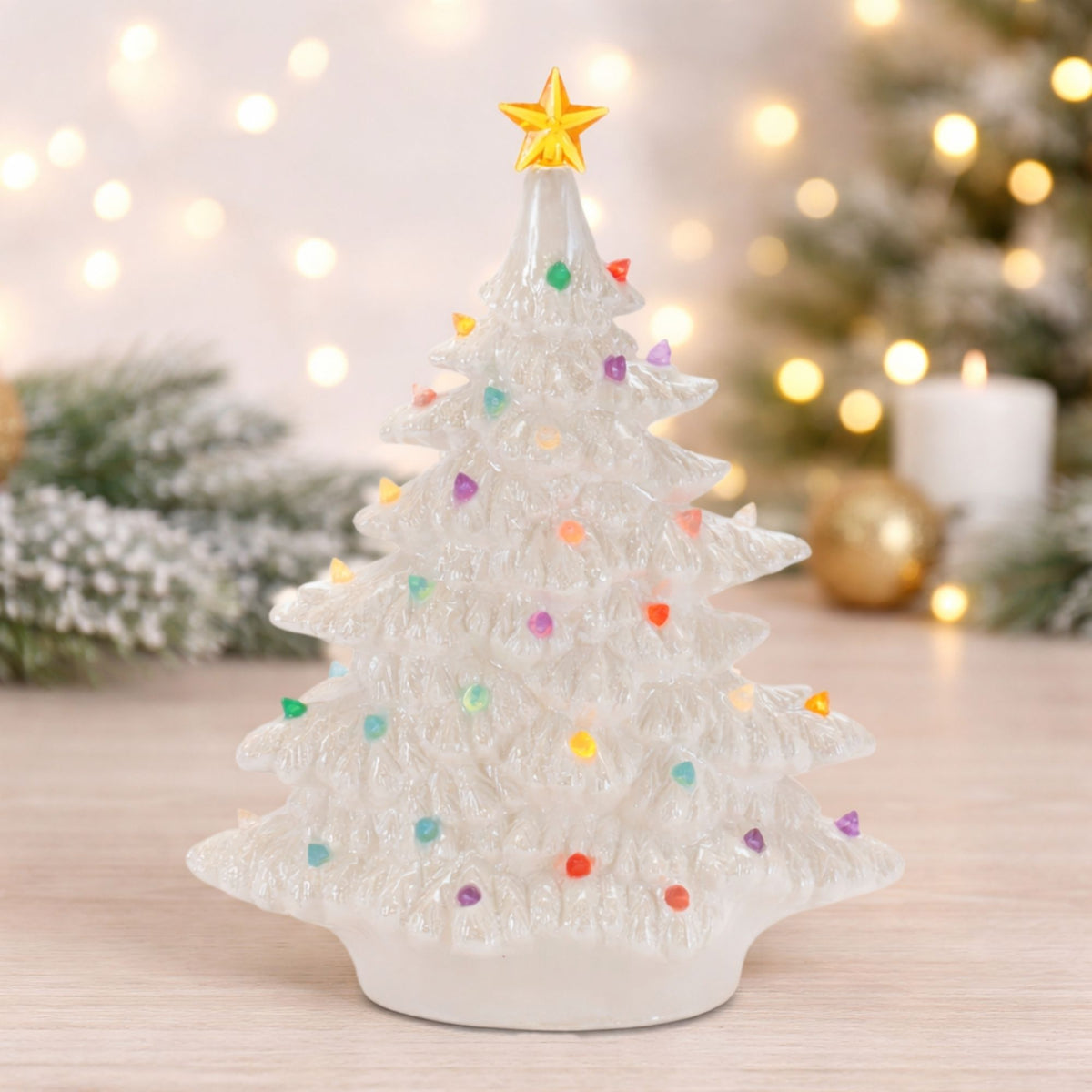 Tree 11”H Ceramic 2 AA Batteries Not Included/USB Cord Included -Ship Only