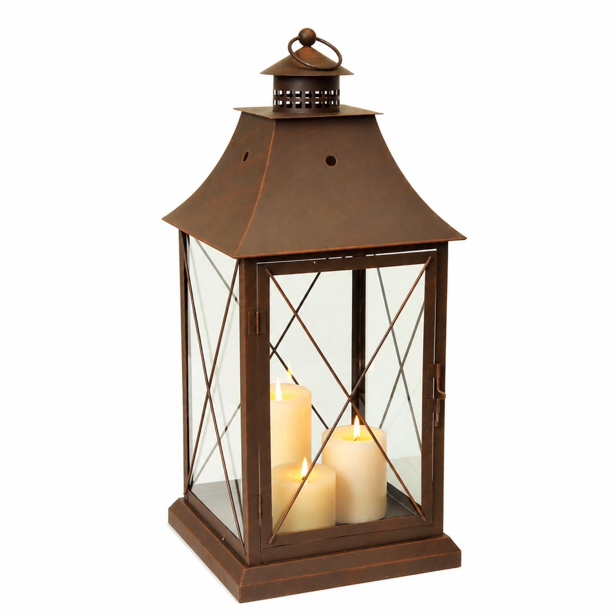 Classic Brown Metal Lantern (Set of 3) -Ship Only