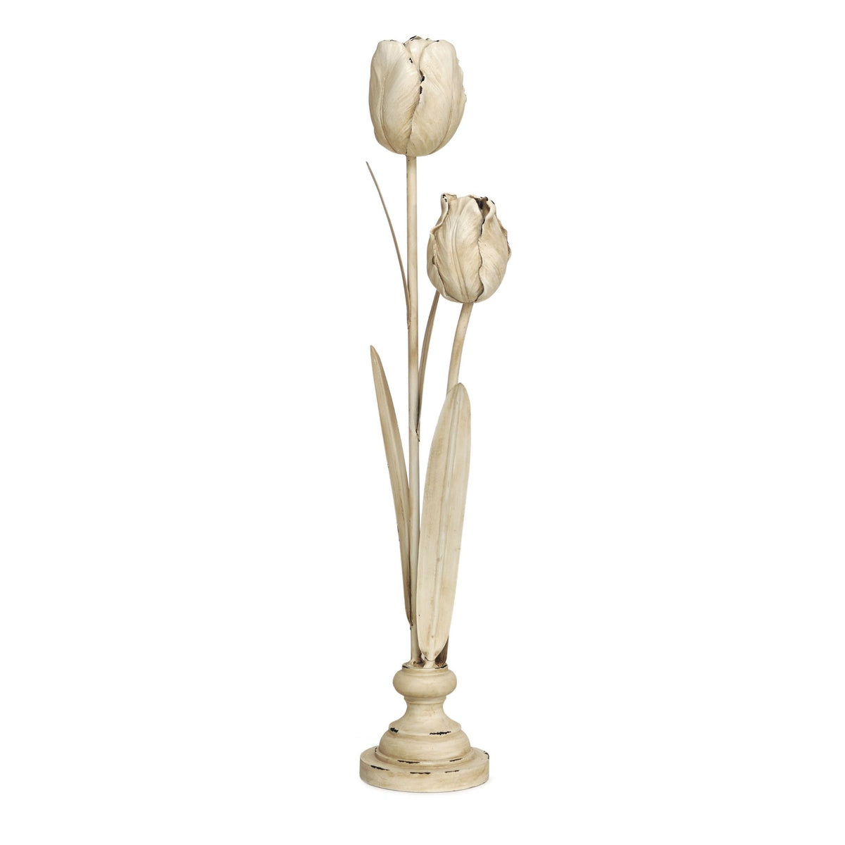 Distressed Ivory Floral Stem Sculpture (Set of 3) -Ship Only