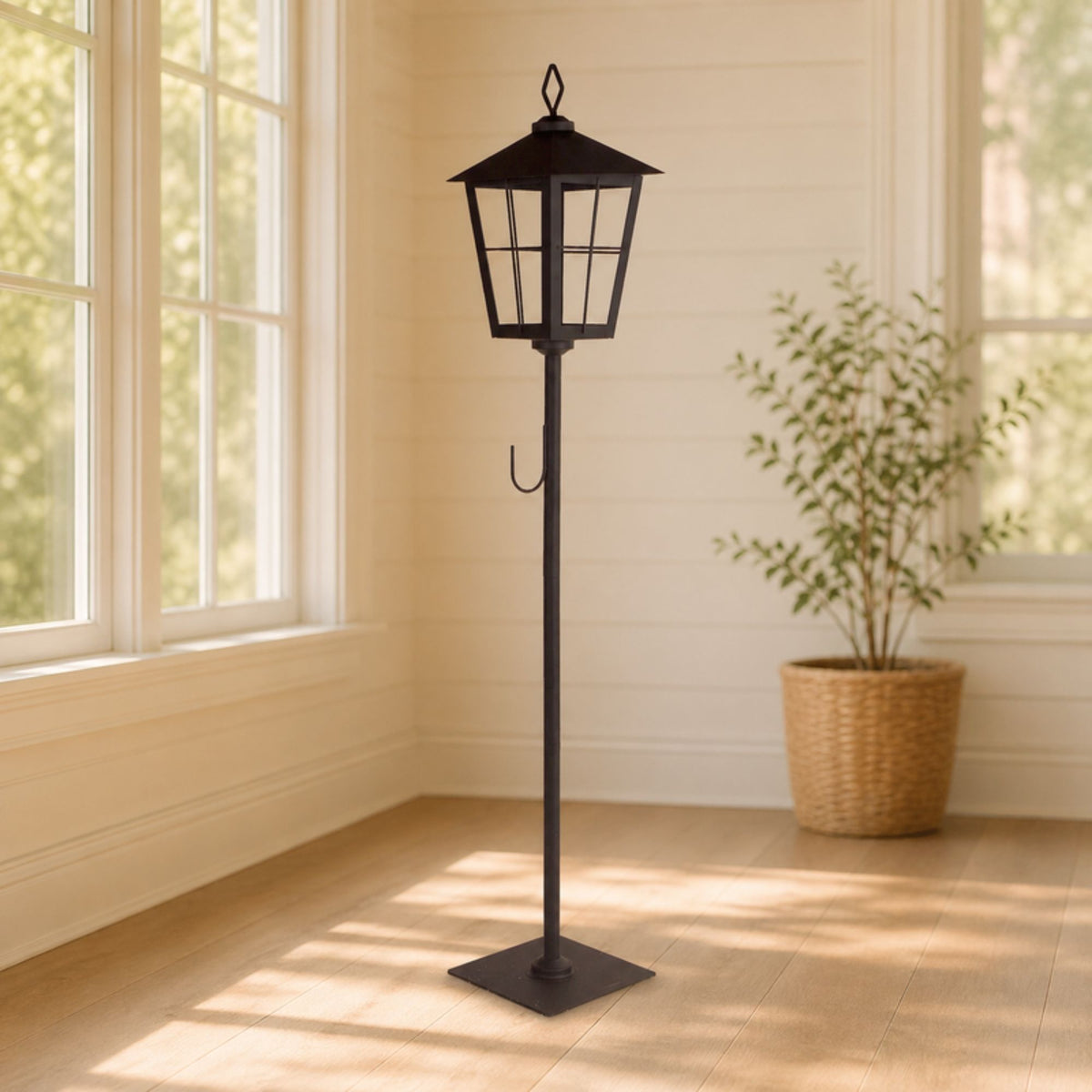 Metal Lantern Post with Wreath Holder 43.25"H -Ship Only