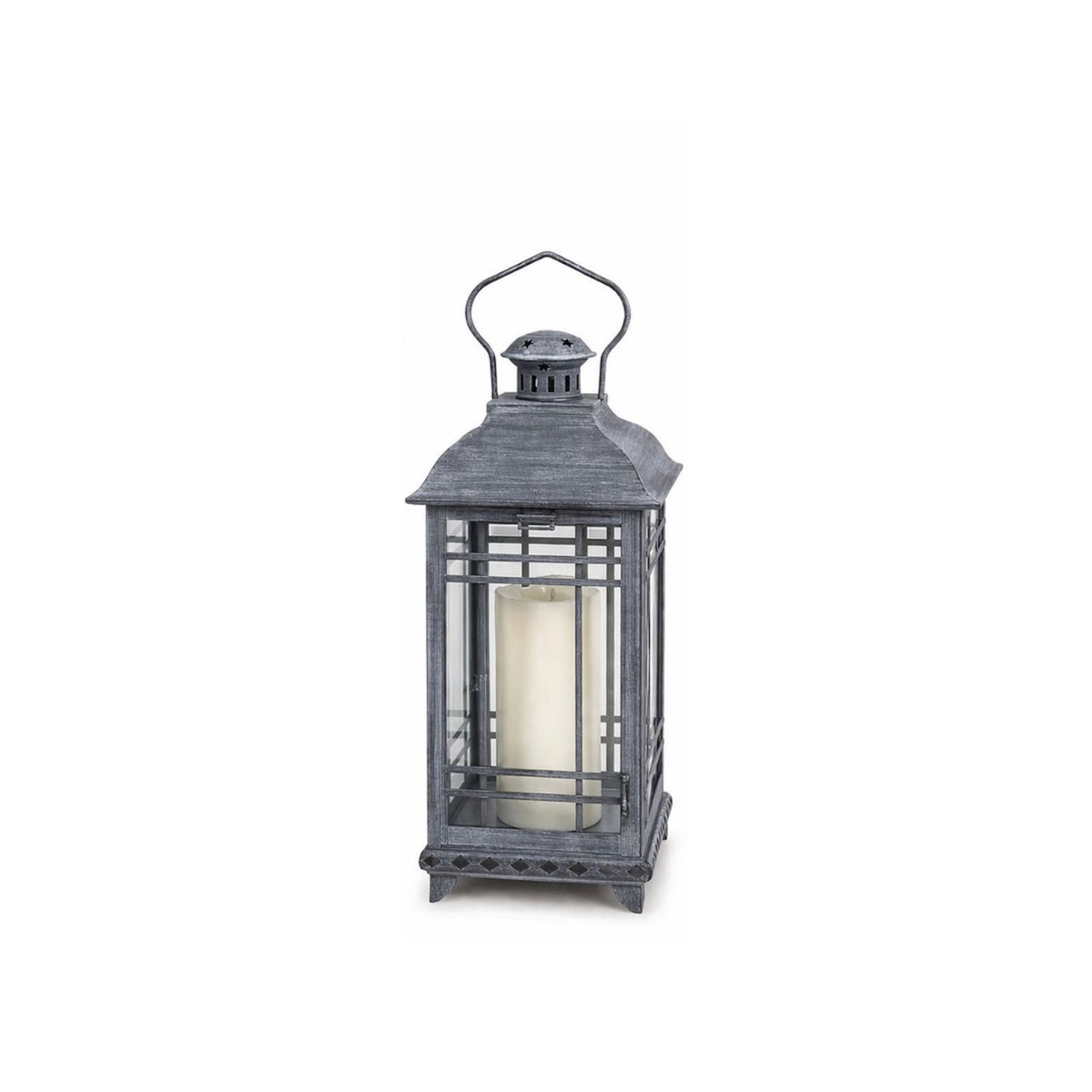 Traditional Grey Metal Lantern (Set of 3) -Ship Only