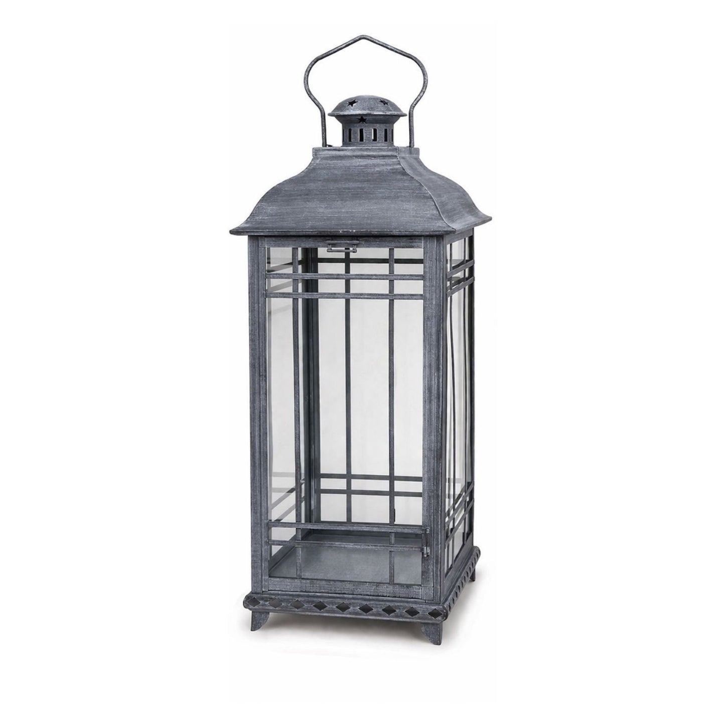 Traditional Grey Metal Lantern (Set of 3) -Ship Only