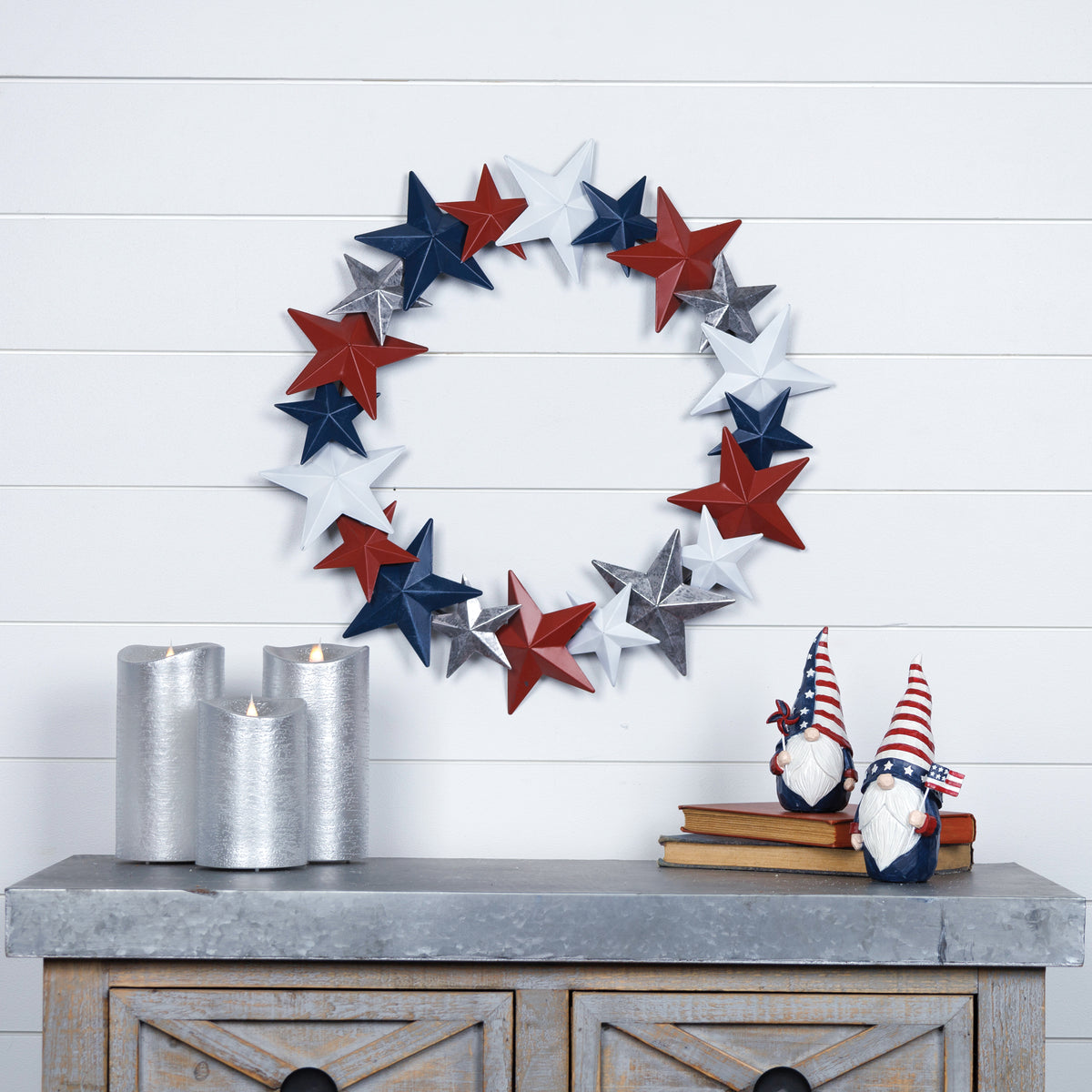 Americana Metal Star Wreath 18"D -Ship Only