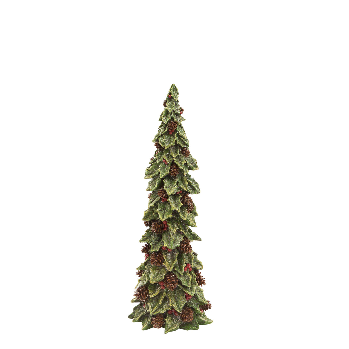 Holly Leaf Holiday Trees with Pinecone Accents (Set of 2) -Ship Only