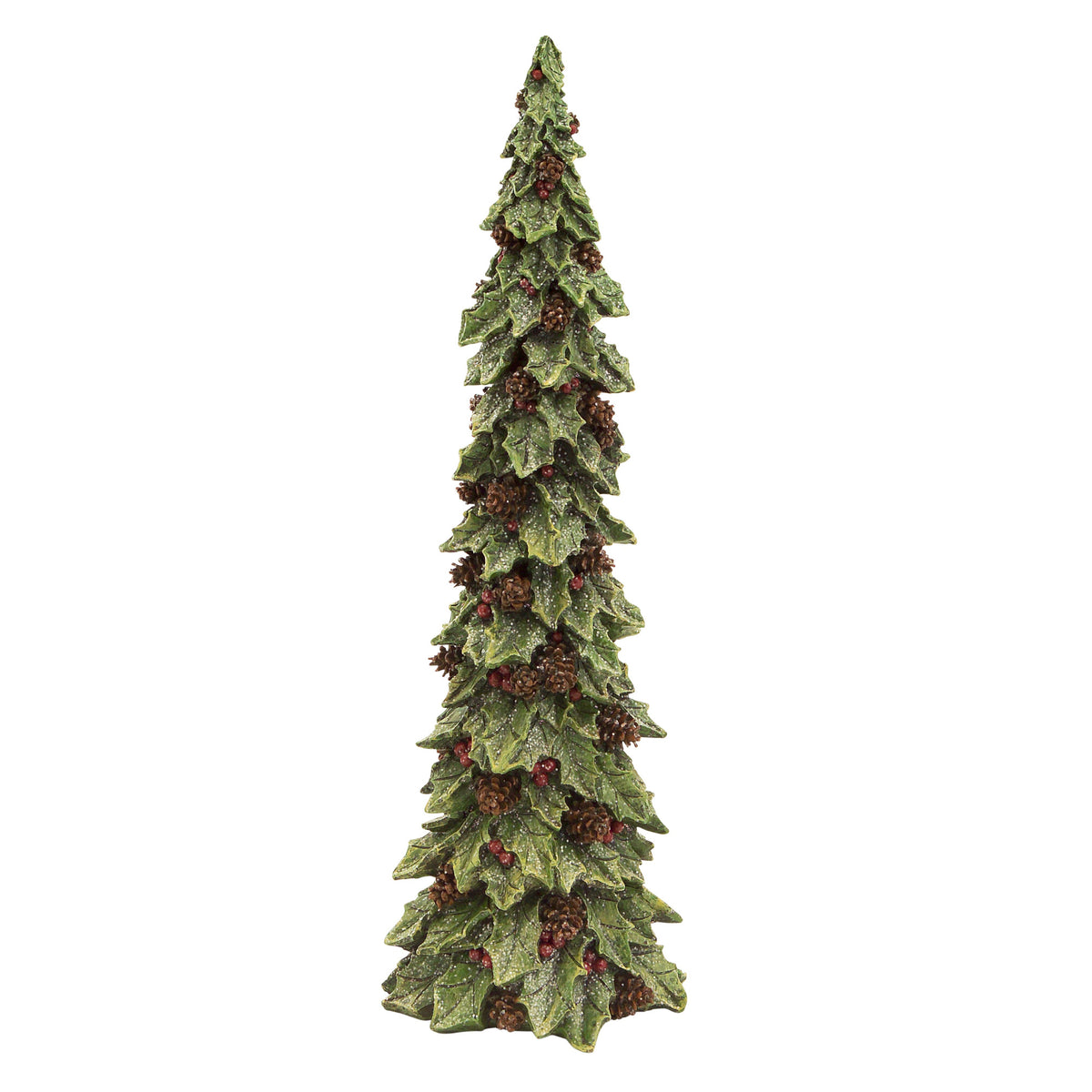 Holly Leaf Holiday Trees with Pinecone Accents (Set of 2) -Ship Only