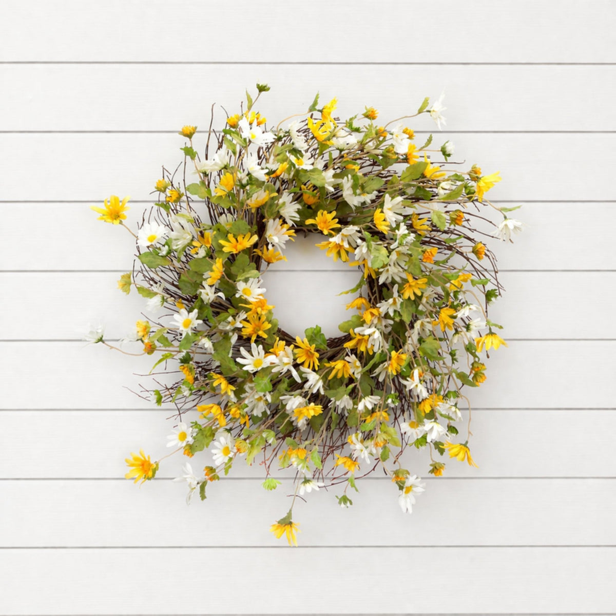 Mixed Daisy Floral Wreath 24"D -Ship Only