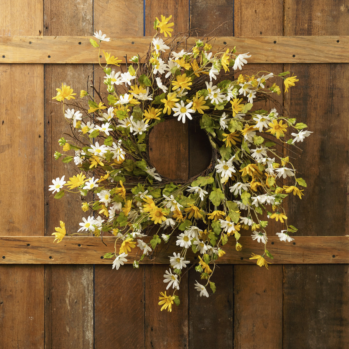 Mixed Daisy Floral Wreath 24"D -Ship Only