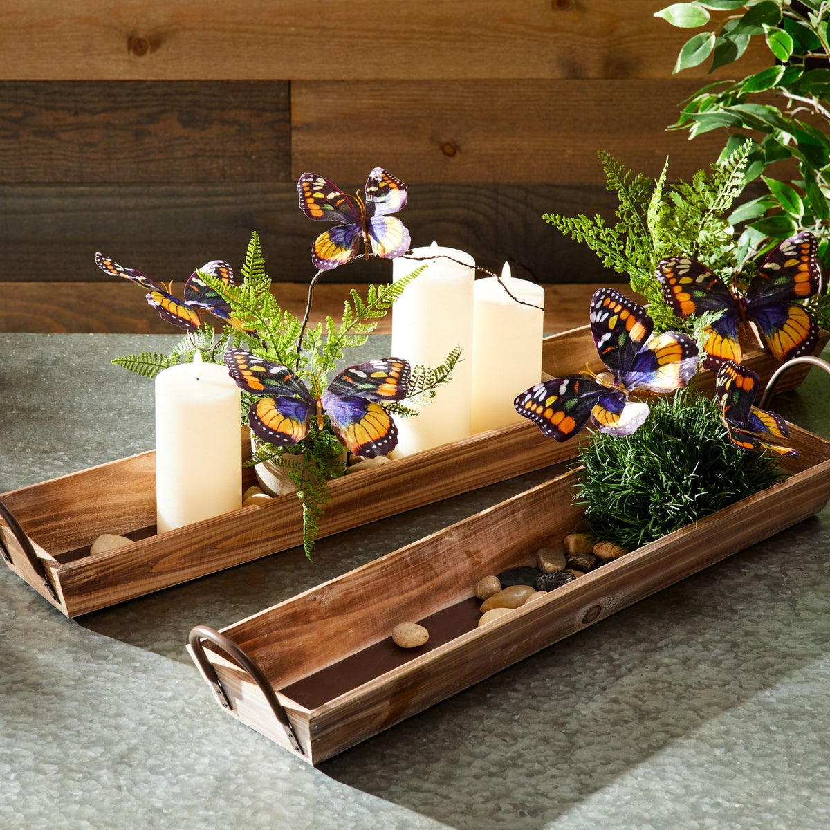 Wooden Tray with Handles (Set of 2) -Ship Only