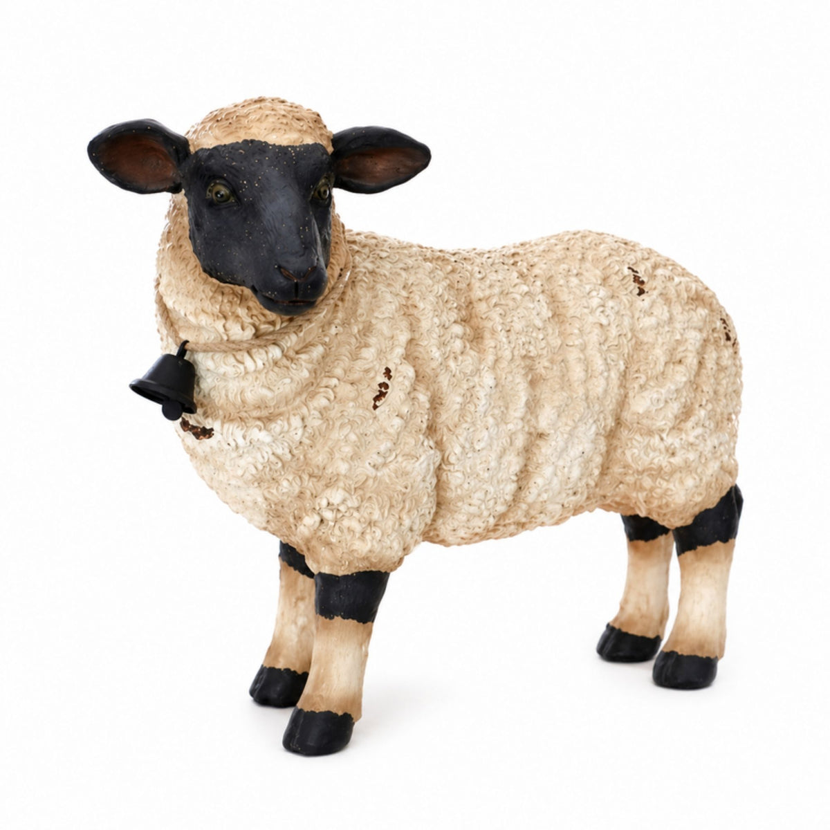 Rustic Sheep Figurine with Bell Accent (Set of 2) -Ship Only