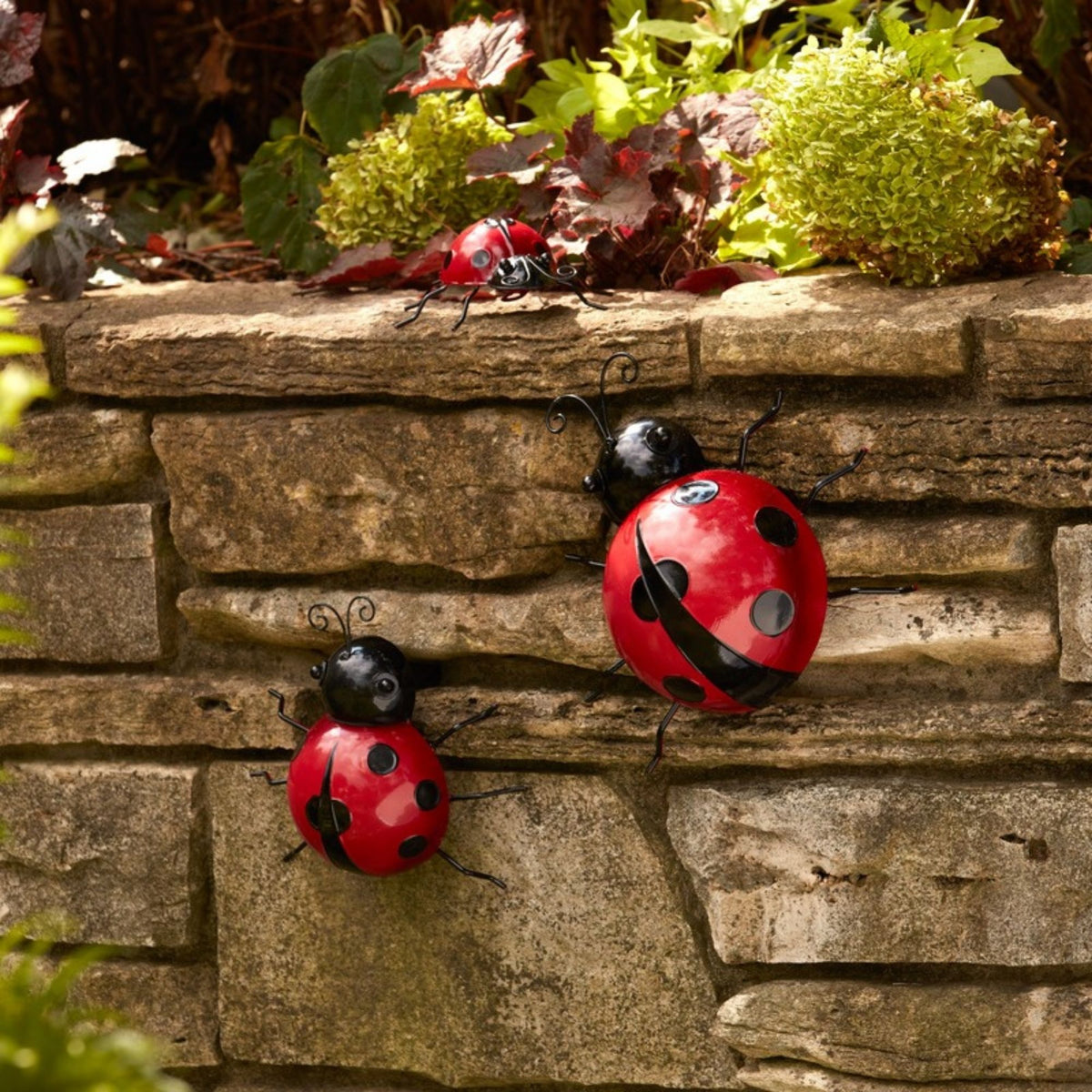 Metal Lady Bug Garden Decor (Set of 6) -Ship Only