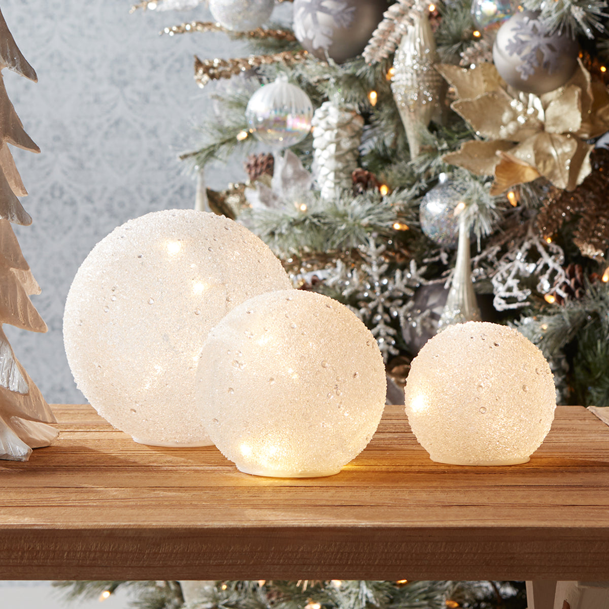 LED Frosted Snowball Globe (Set of 3) -Ship Only