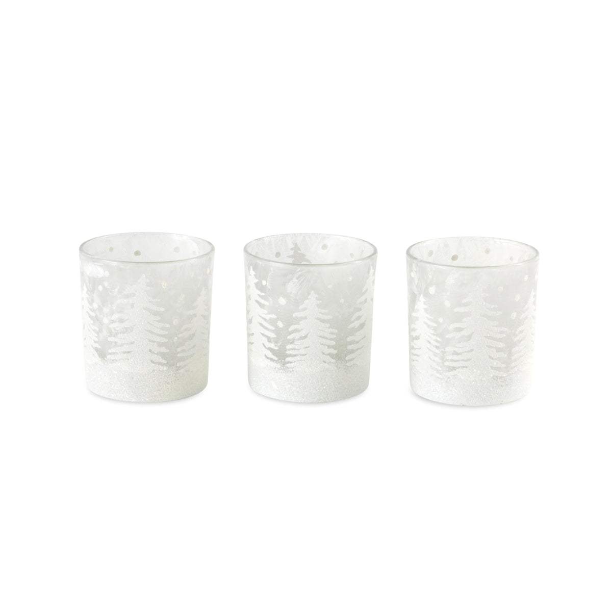 Frosted Votive Candle Holder with Snowy Forest (Set of 12) -Ship Only