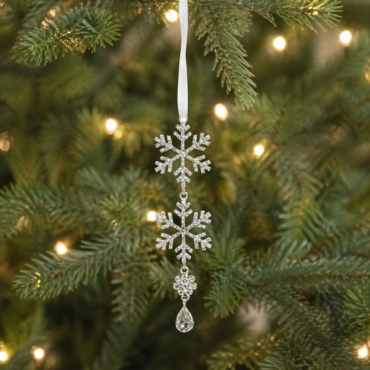Jewel Tiered Snowflake Ornament Drop (Set of 12) -Ship Only