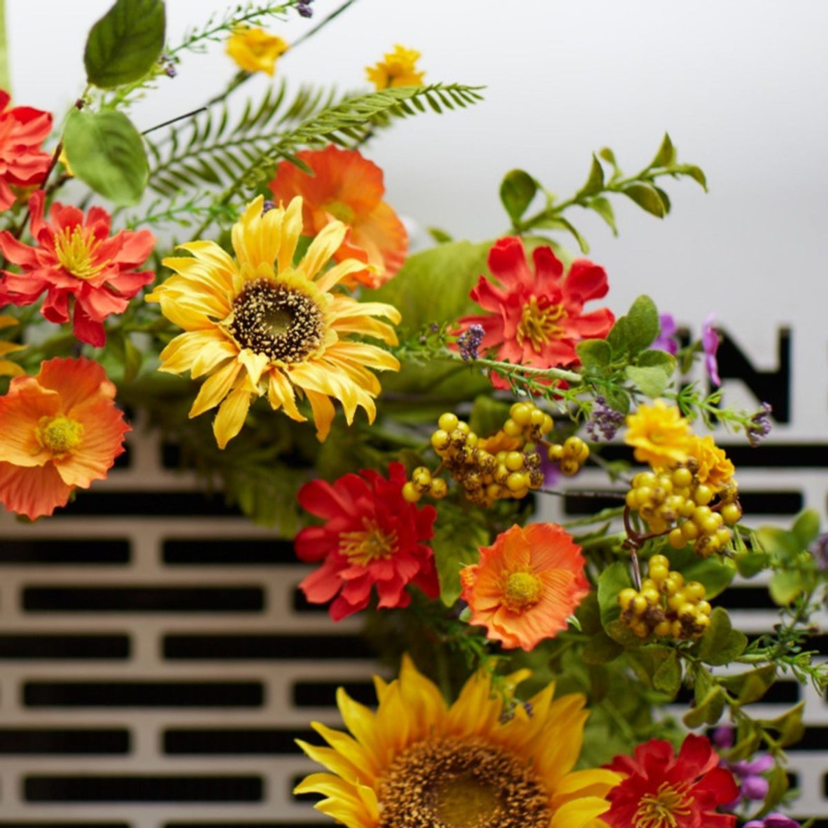 Mixed Sunflower Floral Wreath 22"D -Ship Only