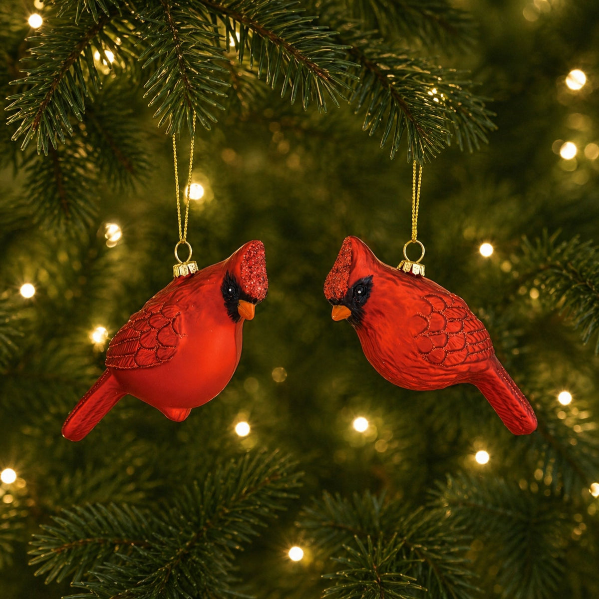 Glass Cardinal Bird Ornament (Set of 12) -Ship Only