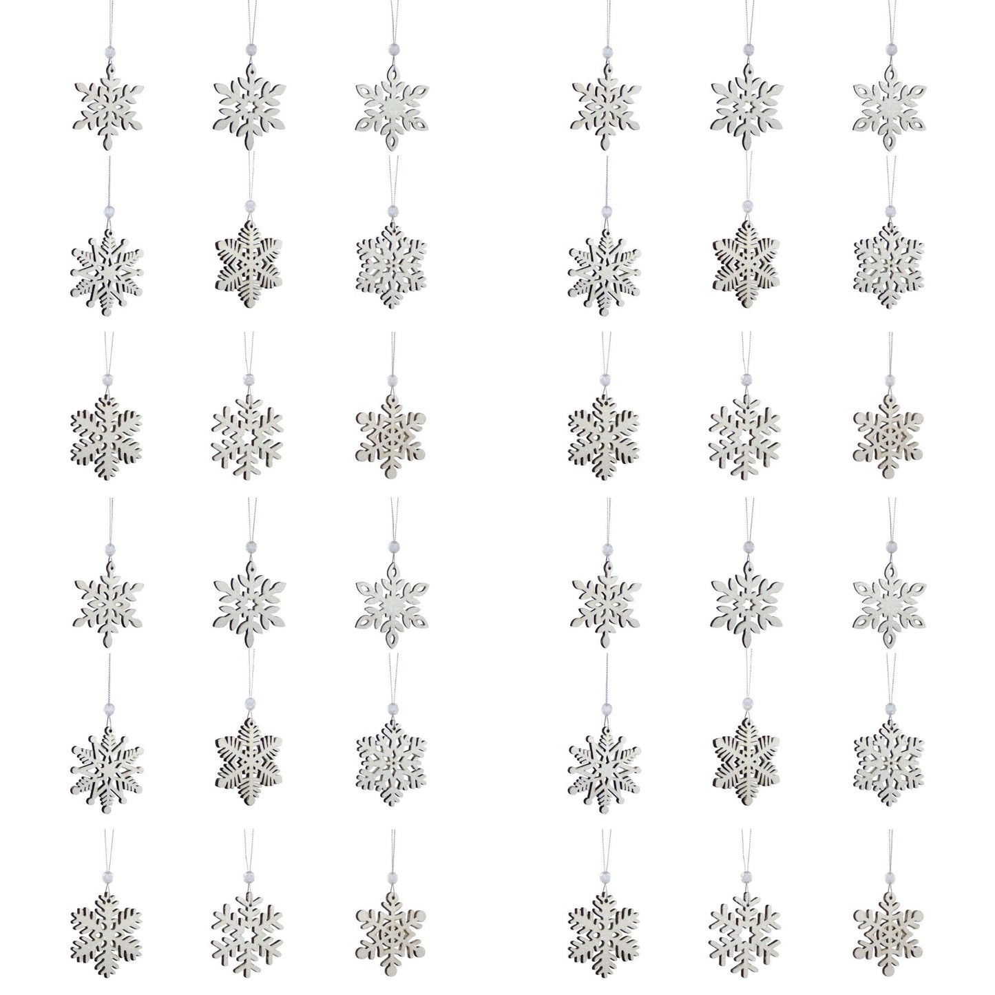 Wooden Mini Snowflake Ornament (Set of 18) -Ship Only