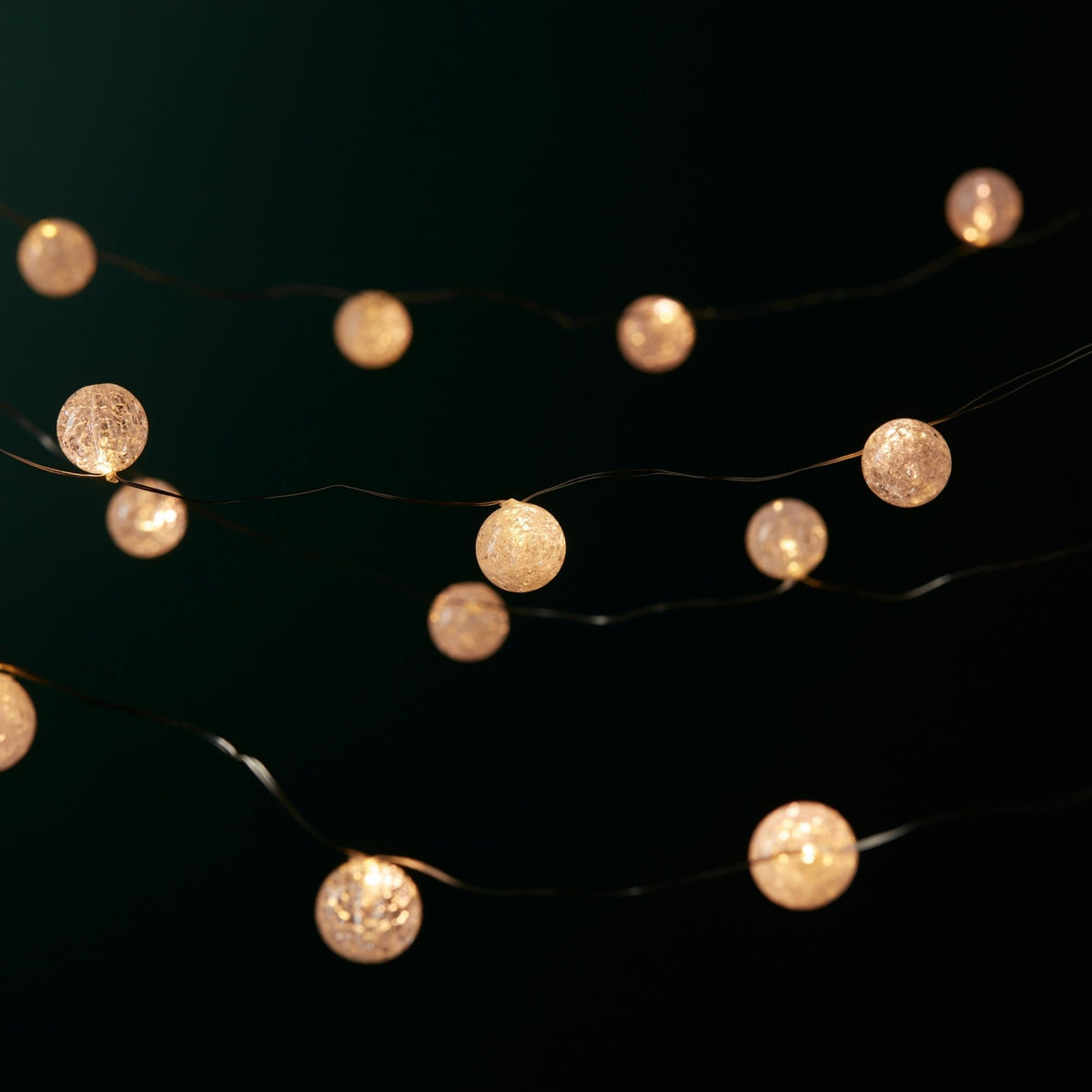 LED Crackle Glass Ball Light String 11'L -Ship Only