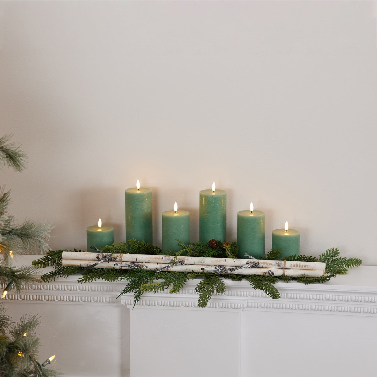 Rustic Birch Log Bundle with Snowy Accents (Set of 12) -Ship Only