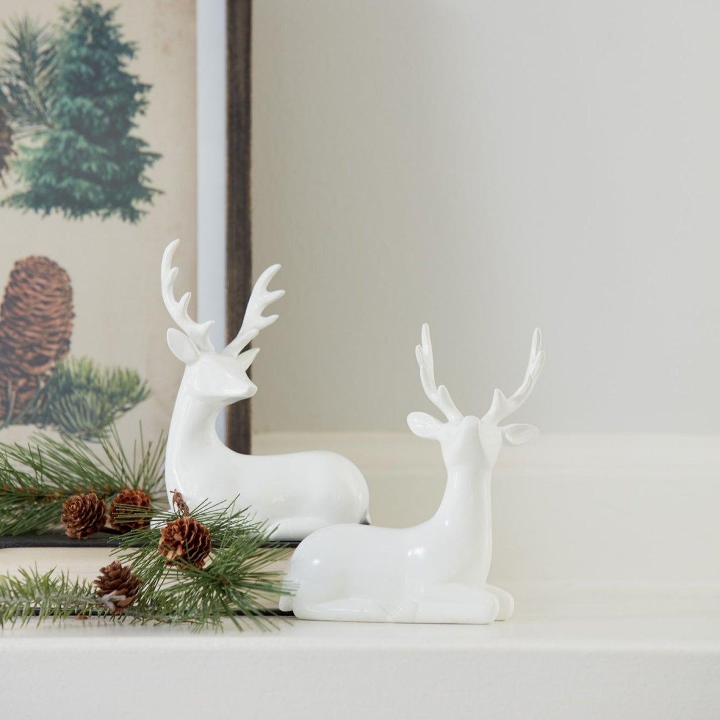 Modern White Winter Deer Figurine (Set of 12) -Ship Only