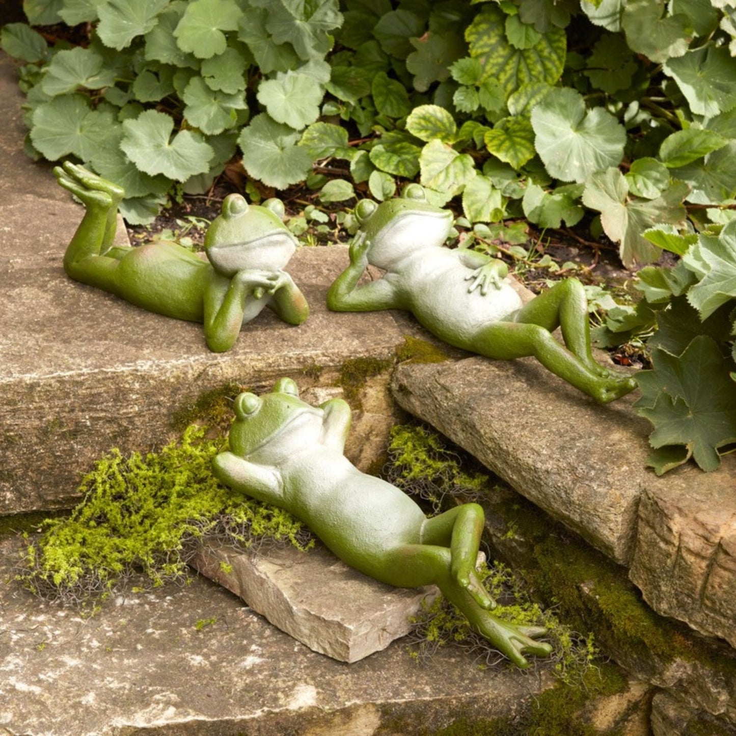 Lounging Garden Frog Figurine (Set of 3) -Ship Only
