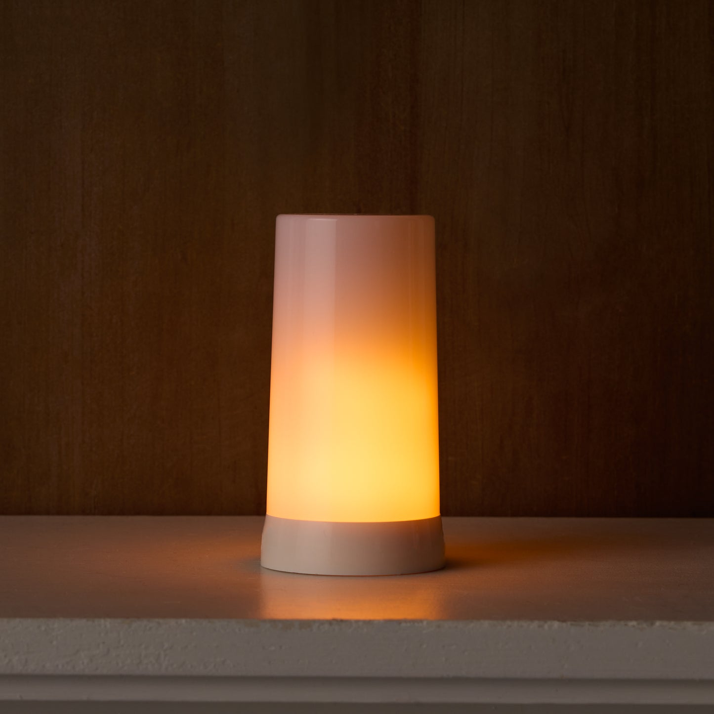 LED Orange Flickering Light Pillar Candle with Remote (Set of 2) -Ship Only