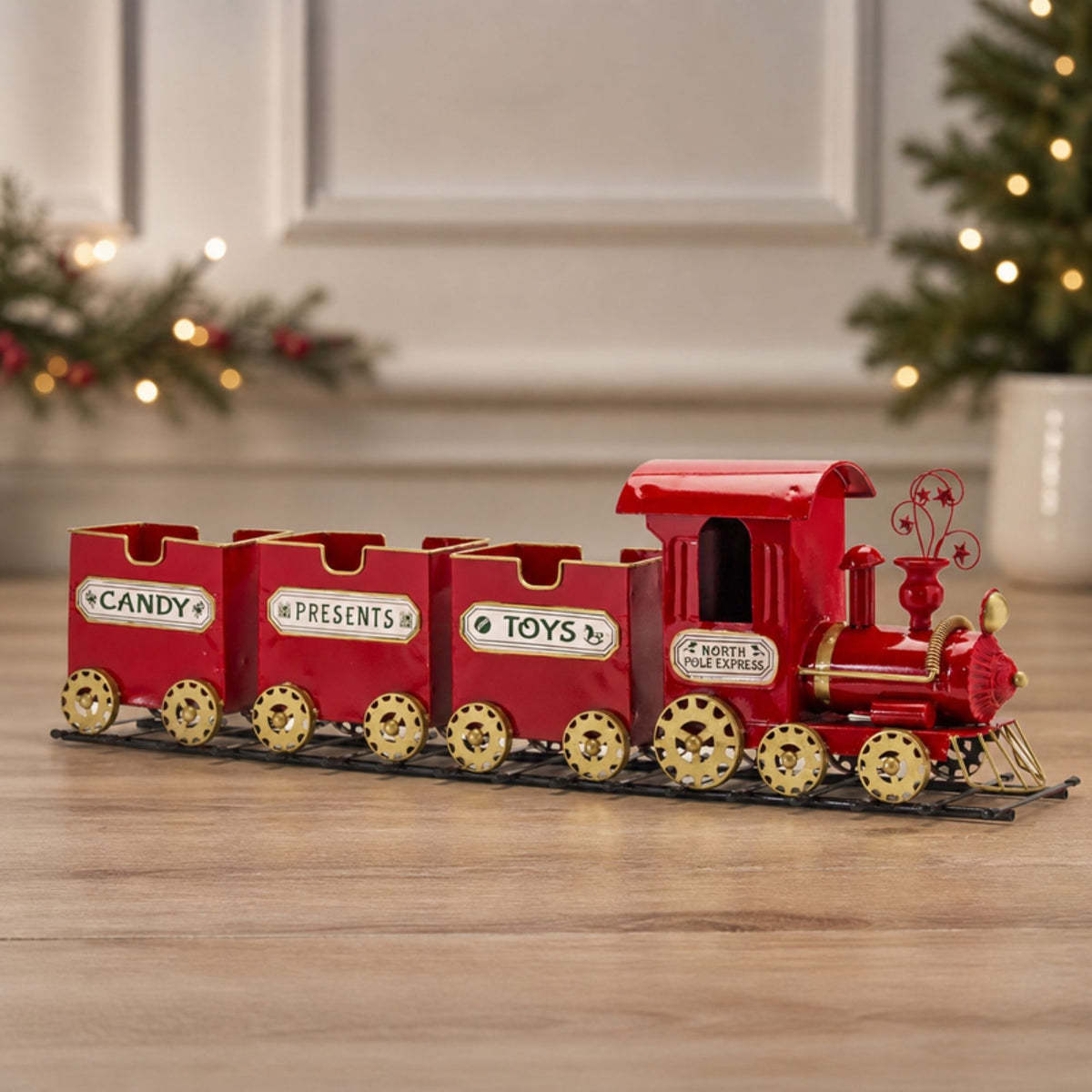 Metal Toy Train on Track Display 37"L -Ship Only