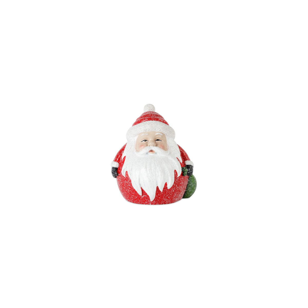 Frosted Round Santa Figure with Bird and Pine Accent (Set of 6) -Ship Only