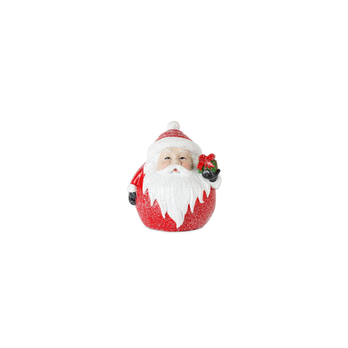 Frosted Round Santa Figure with Bird and Pine Accent (Set of 6) -Ship Only