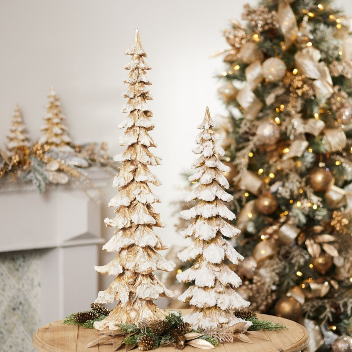 Gold Flocked Pine Tree 26"H -Ship Only
