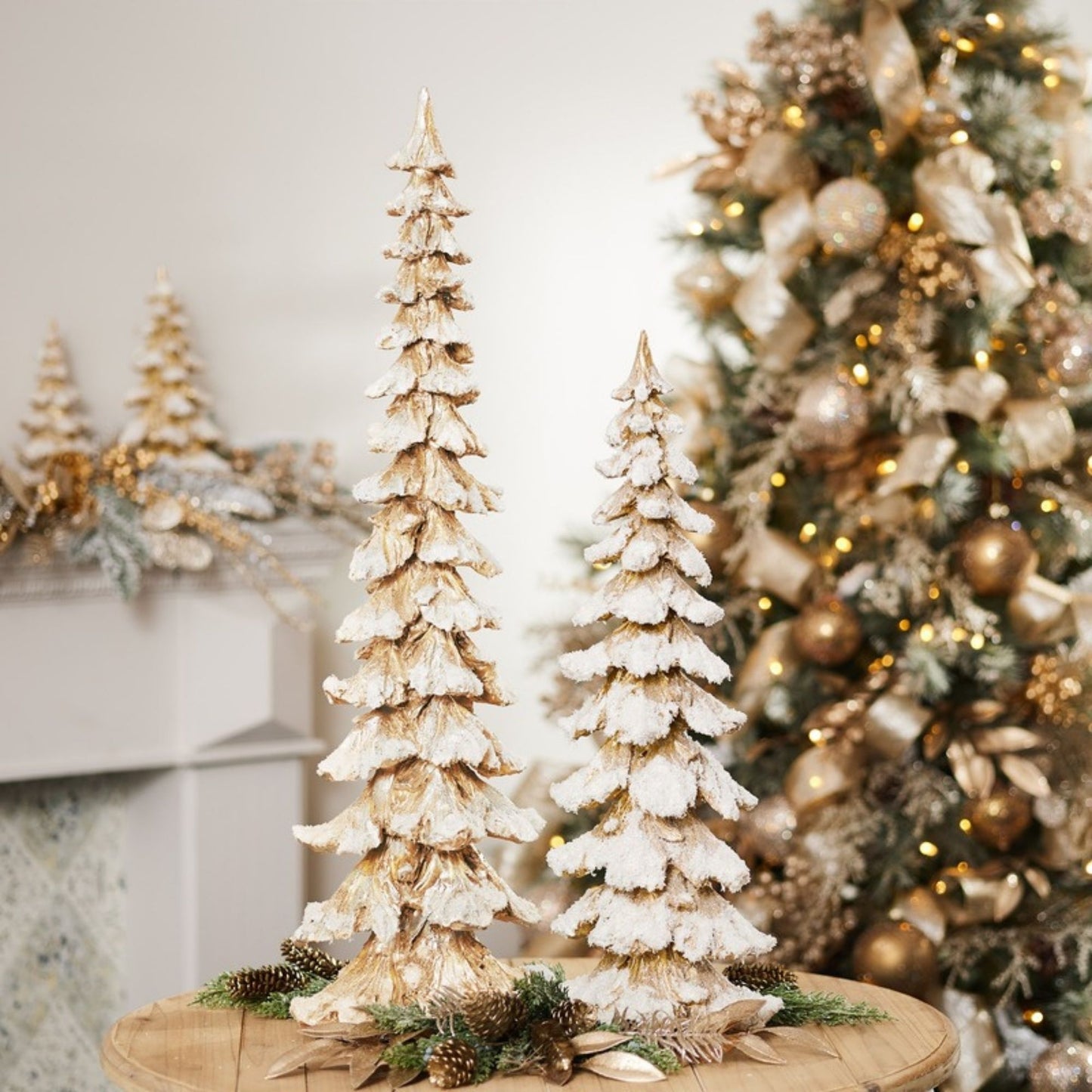 Gold Flocked Pine Tree 34.5"H -Ship Only