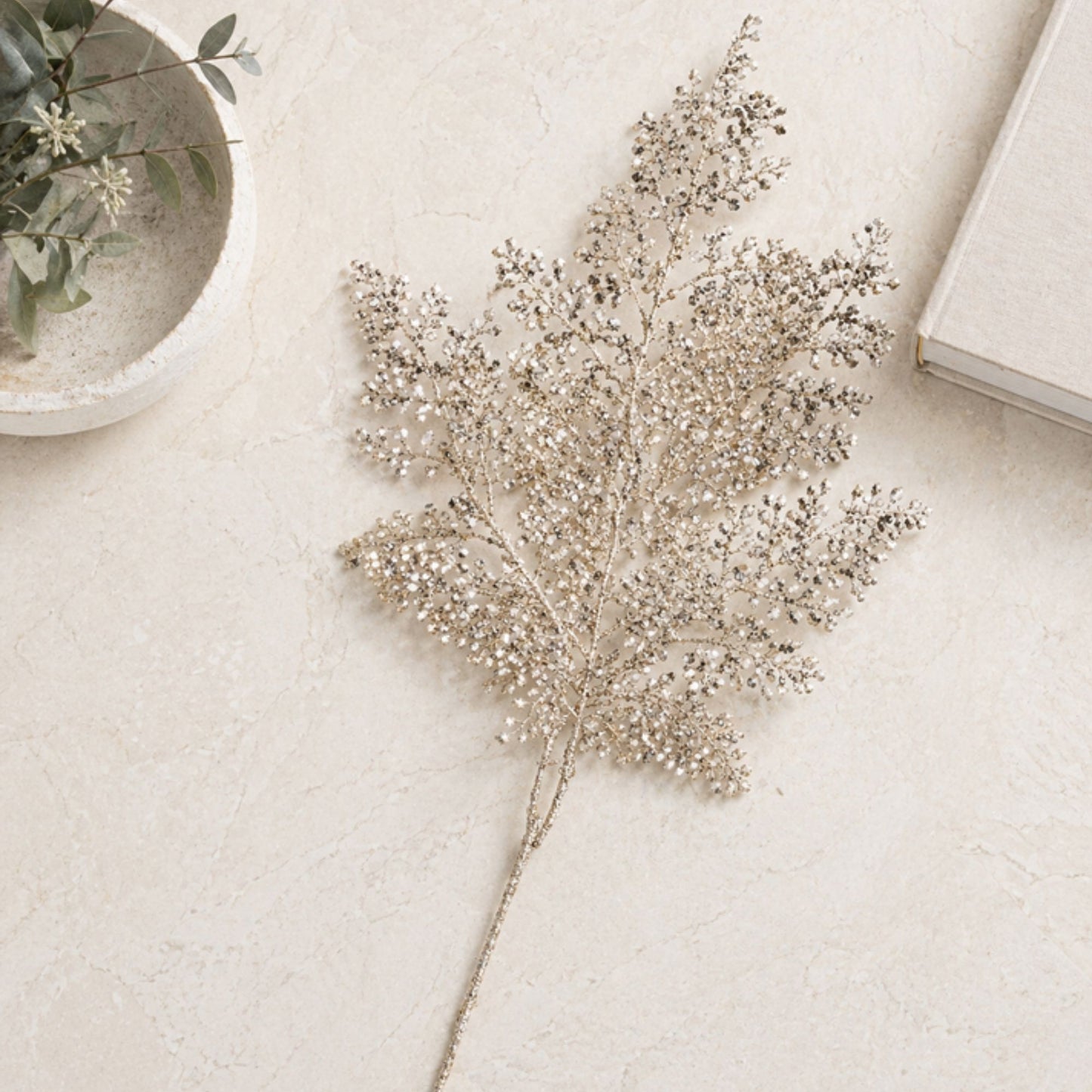 Gold Glitter Fern Spray (Set of 12) -Ship Only