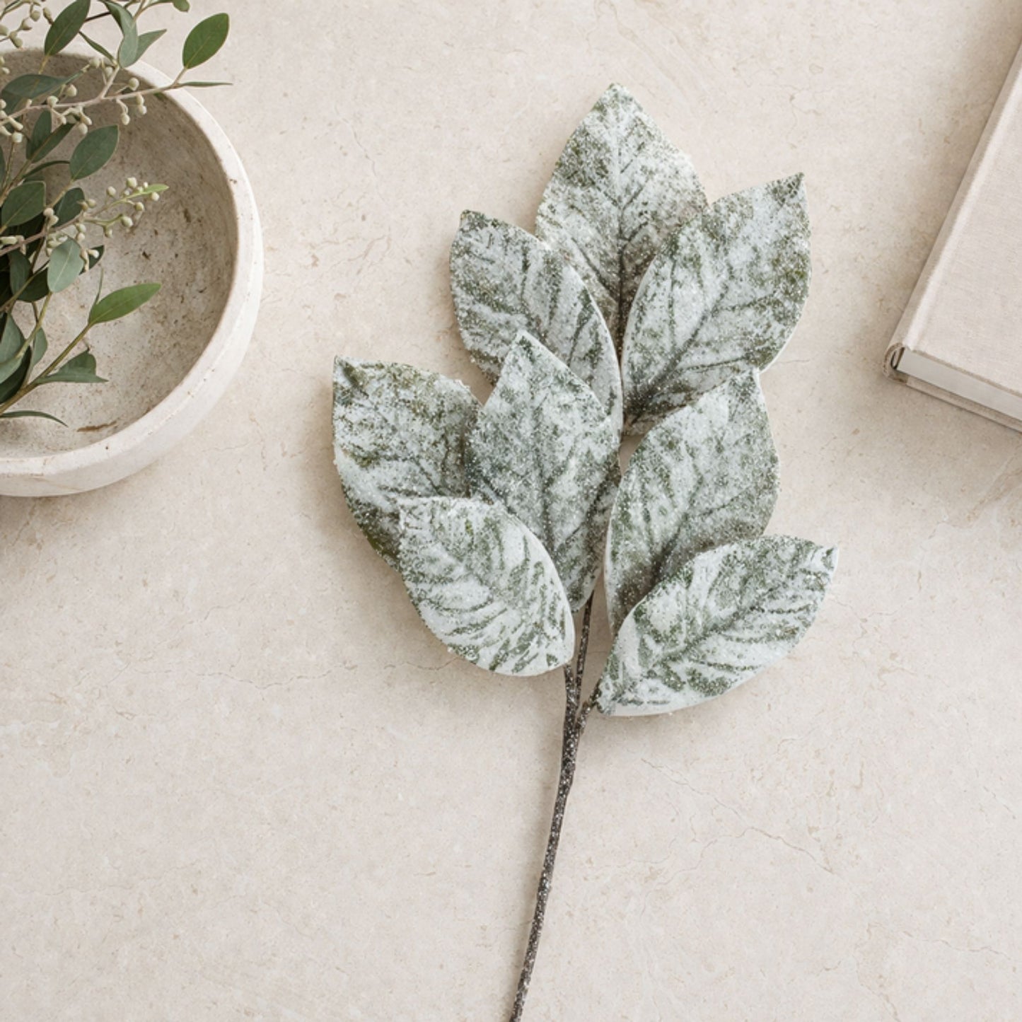 Frosted Winter Magnolia Leaf Spray (Set of 6) -Ship Only