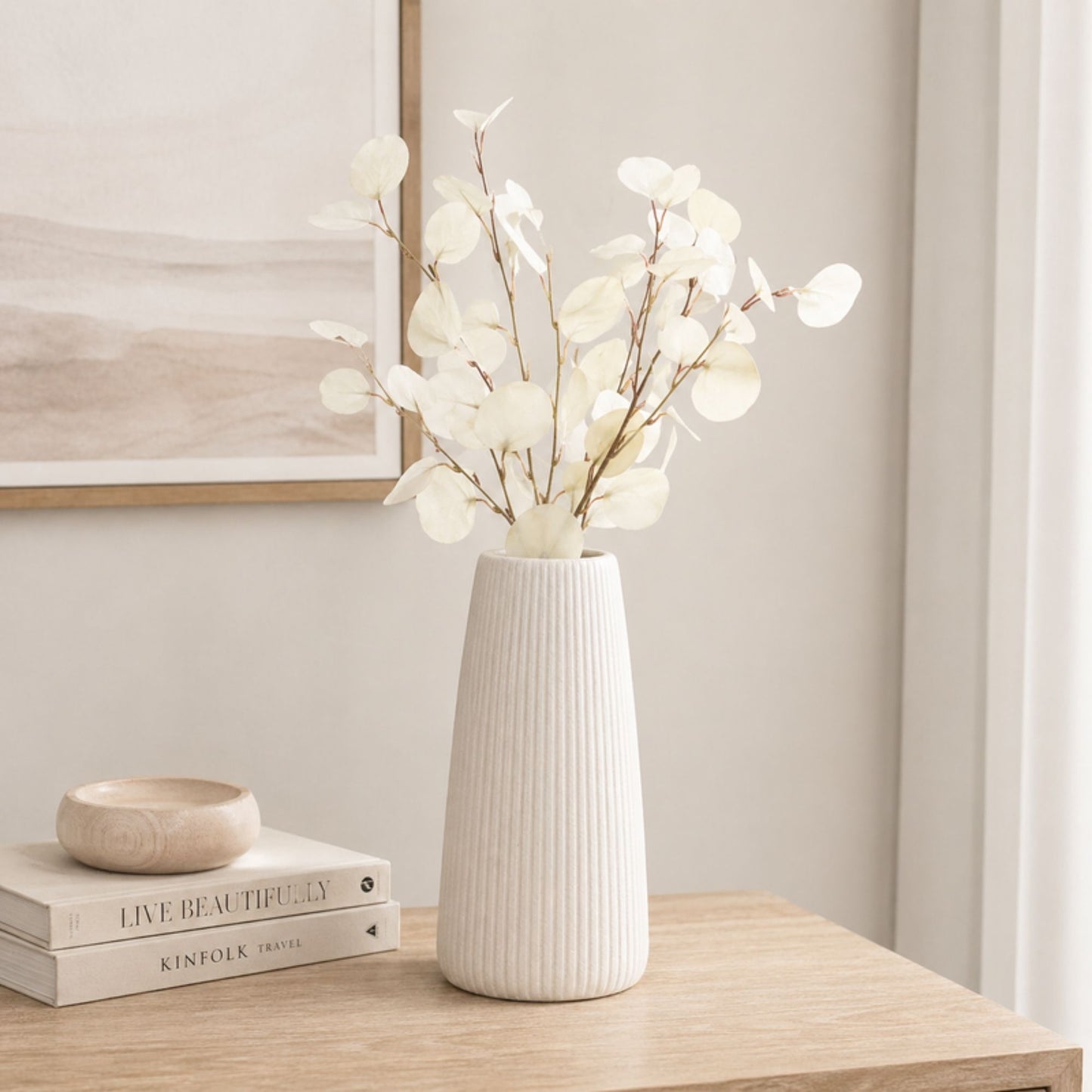 Ivory Silver Dollar Eucalyptus Leaf Spray (Set of 6) -Ship Only