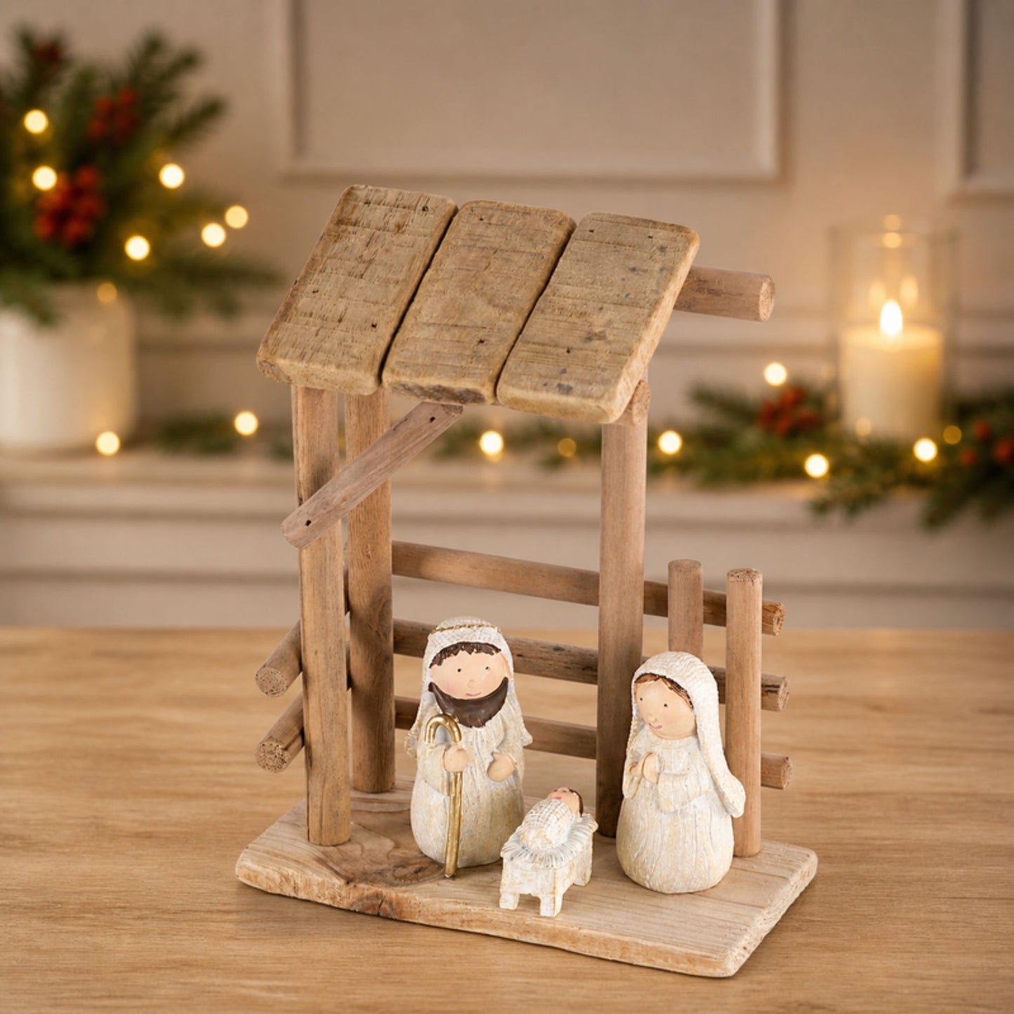 Wooden Creche Nativity Scene 9"H -Ship Only