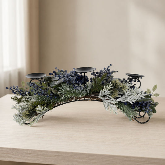 Frosted Pine Blueberry Centerpiece Candle Holder 31"H -Ship Only