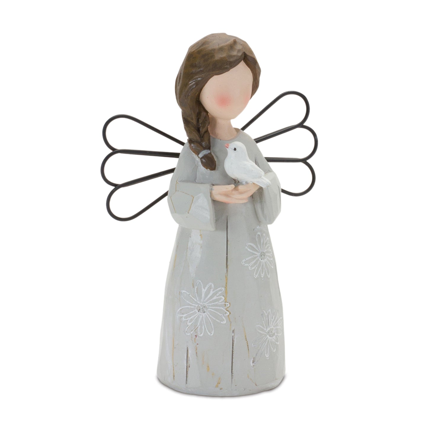 Floral Etched Angel Figurine (Set of 3) -Ship Only