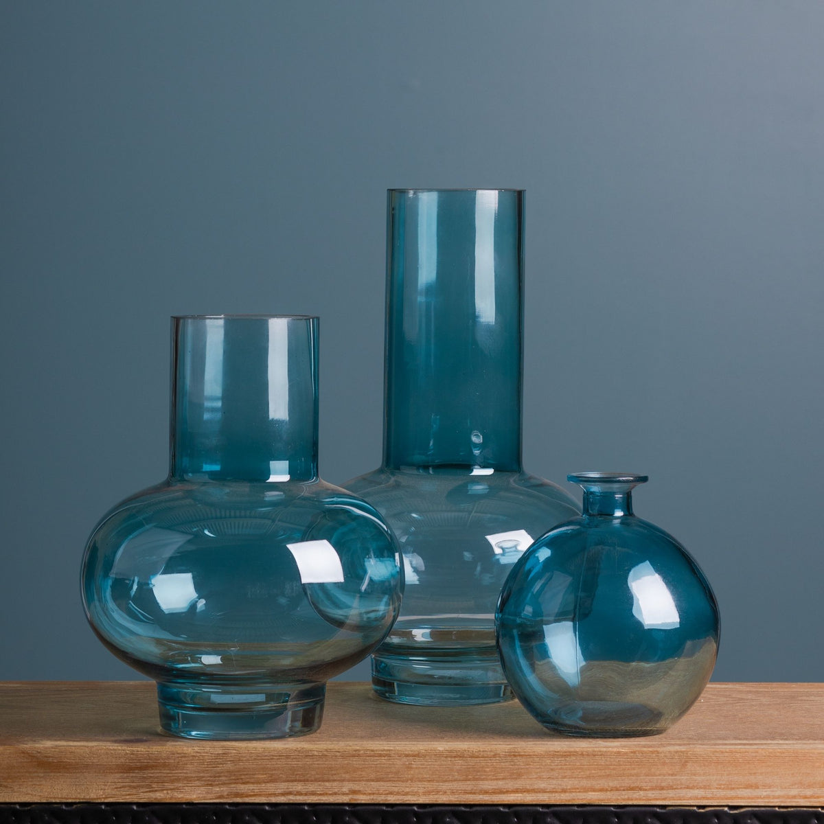 Blue Glass Vase (Set of 2) -Ship Only
