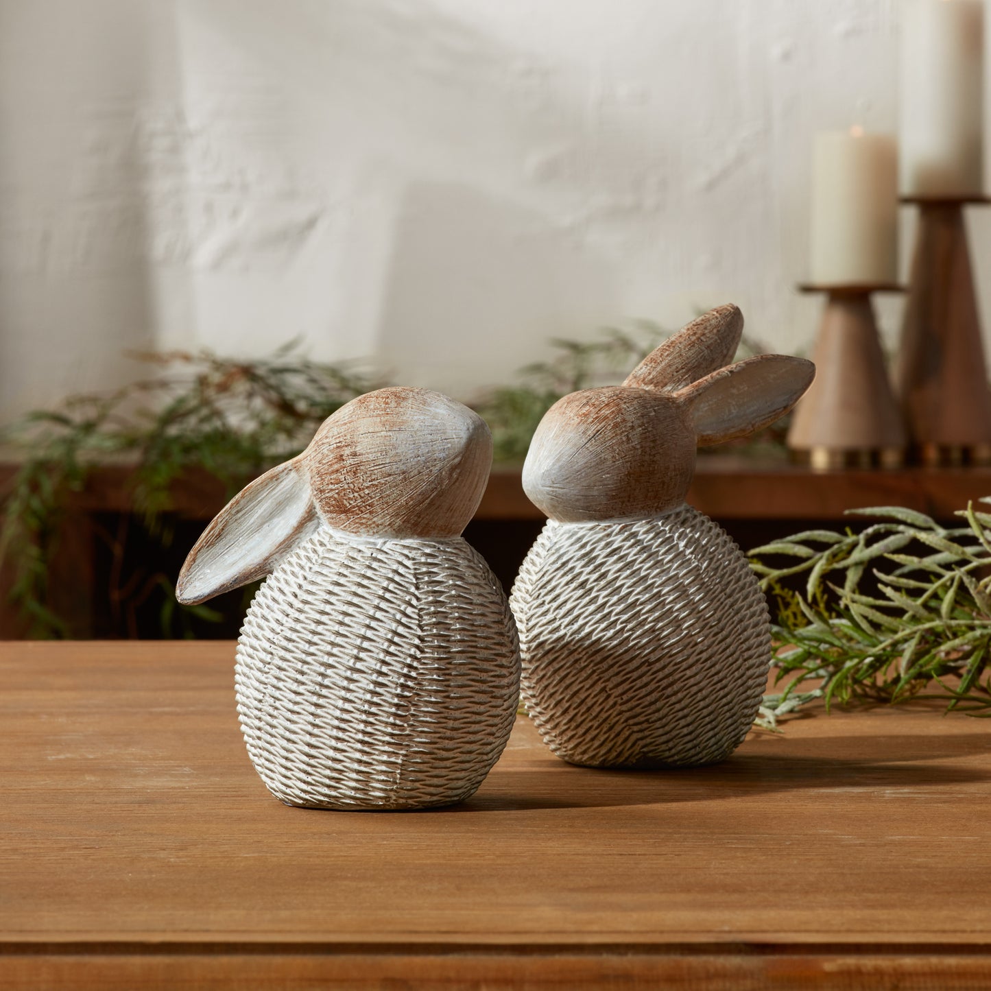 Wicker Bunny Figurine (Set of 2) -Ship Only