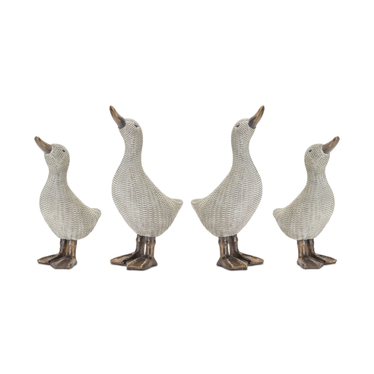 Wicker Duck Figurine (Set of 4) -Ship Only