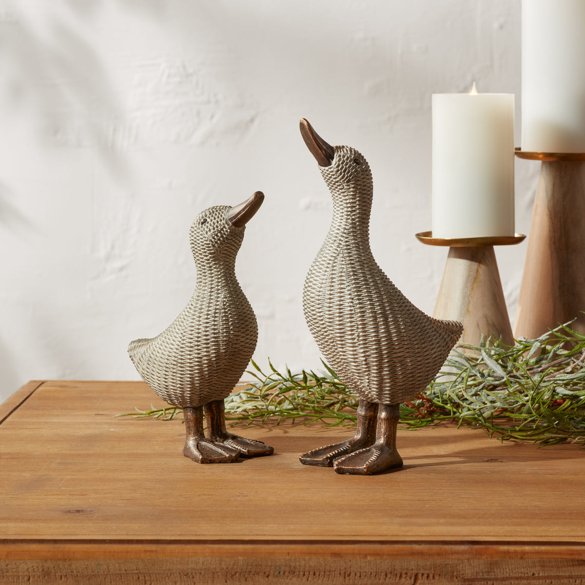 Wicker Duck Figurine (Set of 4) -Ship Only