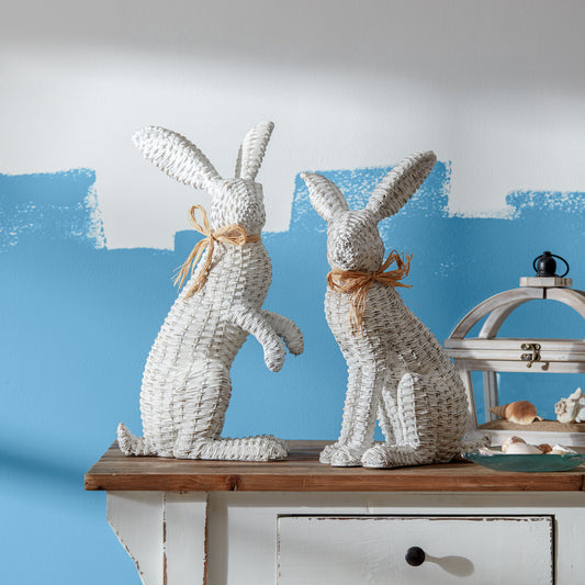 Wicker Rabbit Statue (Set of 2) -Ship Only
