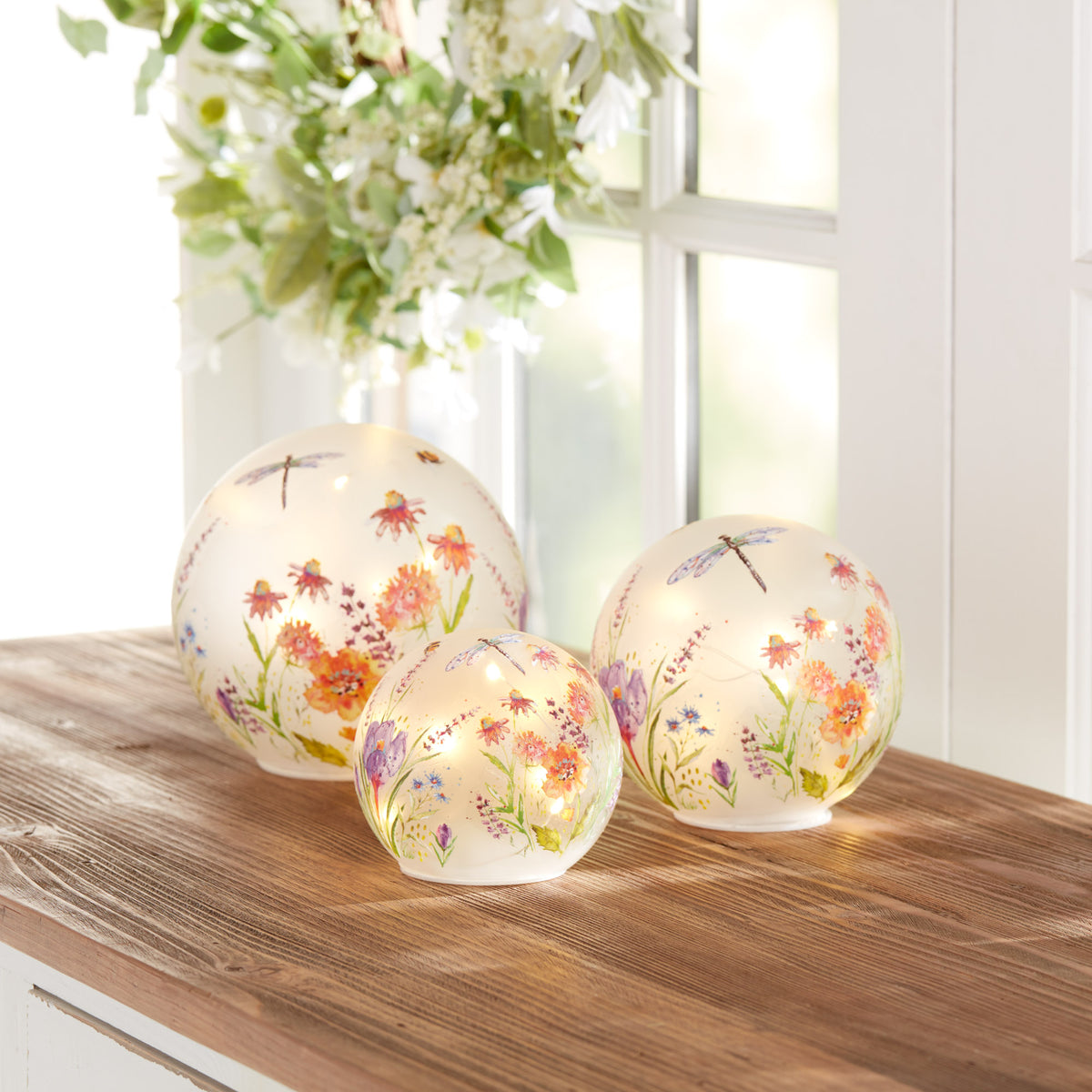 LED Floral Dragonfly Orb (Set of 3) -Ship Only