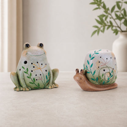 Terra Cotta Frog and Snail Decor (Set of 2)