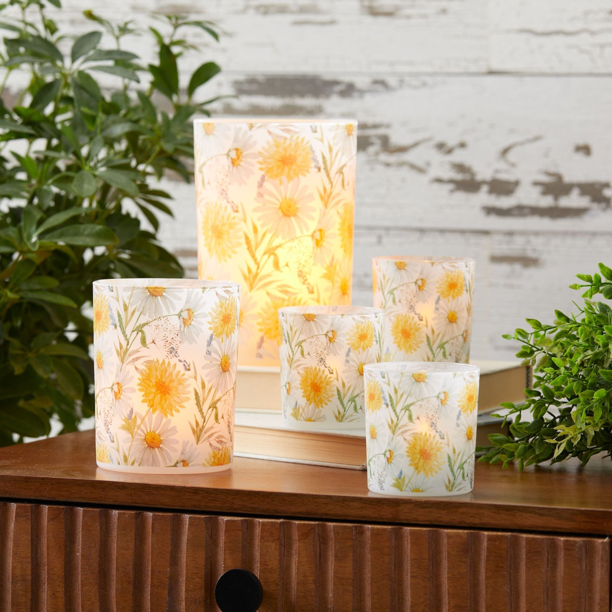 Floral Print Votive Candle Holder (Set of 3) -Ship Only