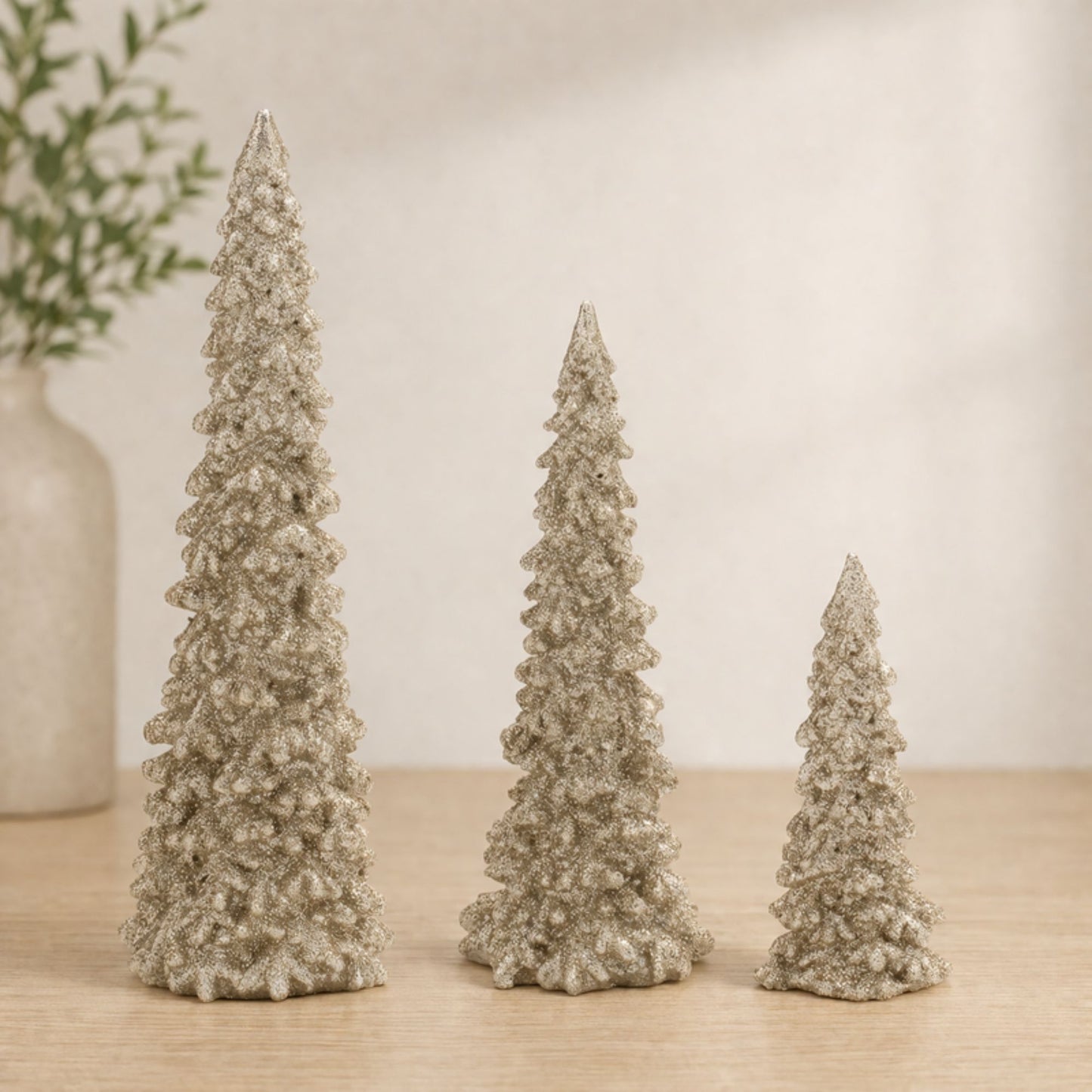Glittered Pine Tree (Set of 3)